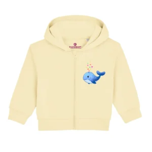 Baby Zip-Hoodie "Wal Liebe" - Butter