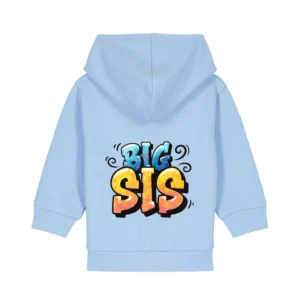 Baby Zip-Hoodie "Big Sis" - Blue Soul